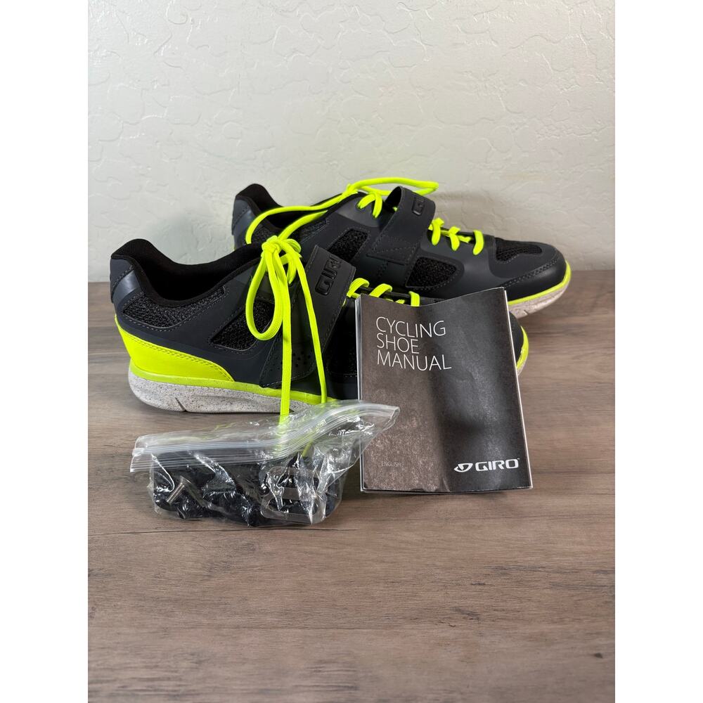 Giro Mens Cycling Shoes Charcoal Grey Neon Yellow SPD Compatible Athletic‎ Sneak